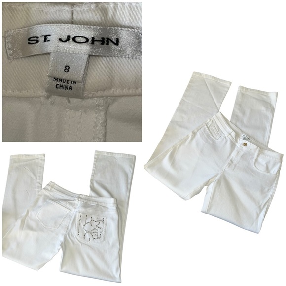 St. John Pants - ST JOHN Woman's White Boot Cut Five Pocket Jeans Pants Size 8 134202